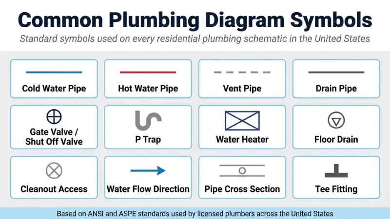 plumbing diagram symbols chart