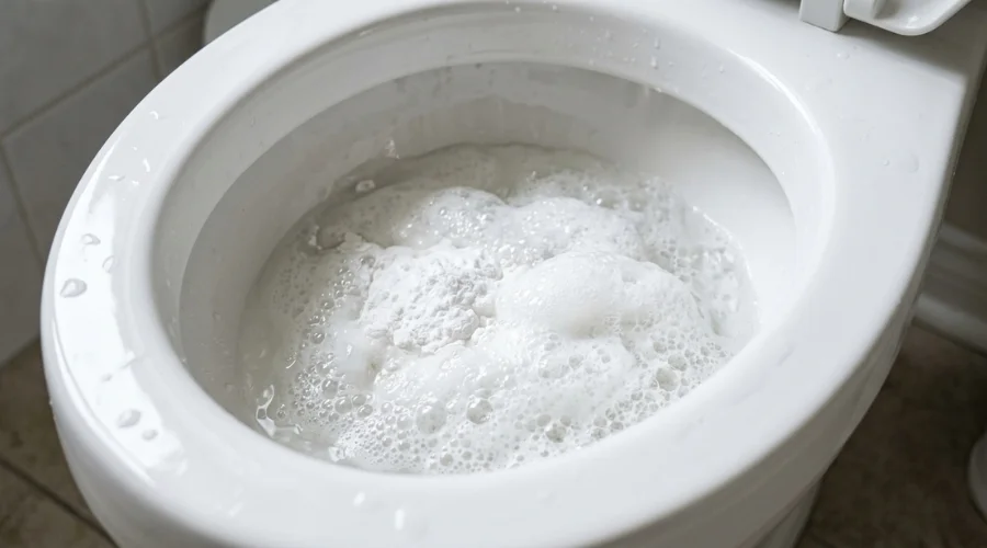 Baking soda and vinegar reaction to unclog a toilet drain
