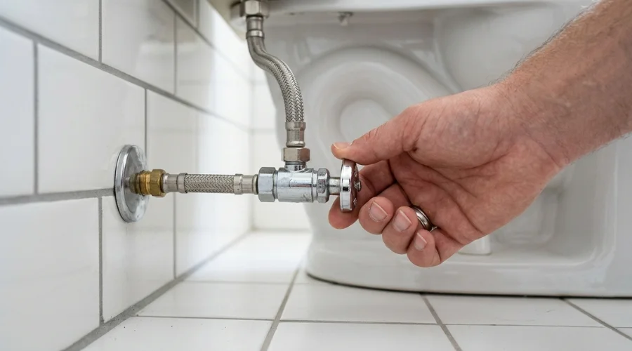 How to turn off the toilet water supply valve to stop an overflow